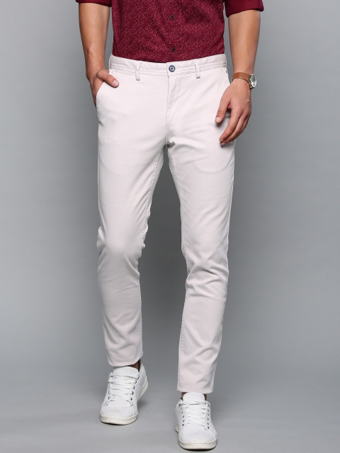 

Louis Philippe Sport Men Off-White Super Slim Fit Self-Design Trousers