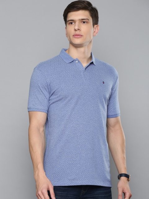 

Louis Philippe Jeans Men Blue & White Printed Polo Collar T-shirt