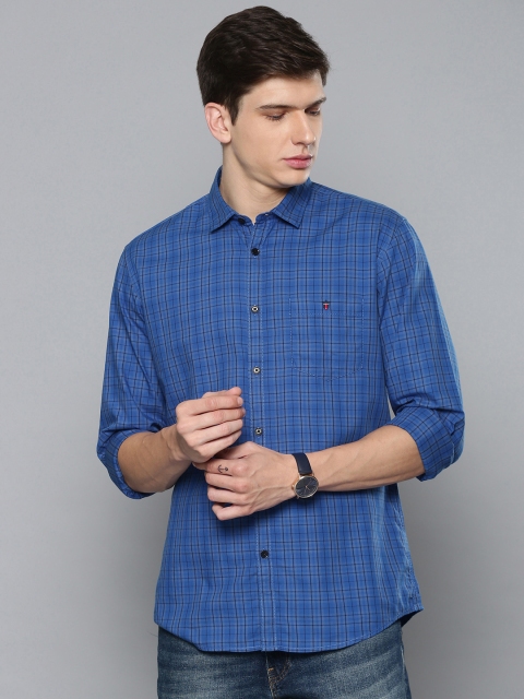 

Louis Philippe Jeans Men Blue Slim Fit Checked Casual Shirt