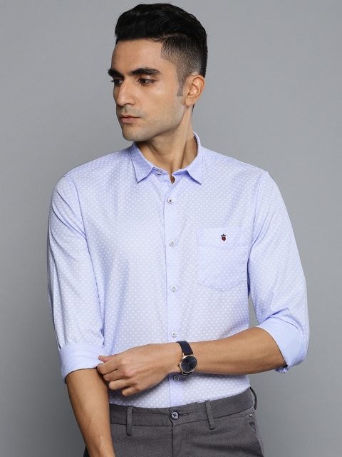 

Louis Philippe Sport Men Blue & White Super Slim Fit Self Design Smart Casual Shirt