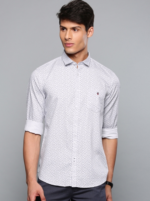 

Louis Philippe Sport Men White & Navy Blue Super Slim Fit Printed Casual Shirt