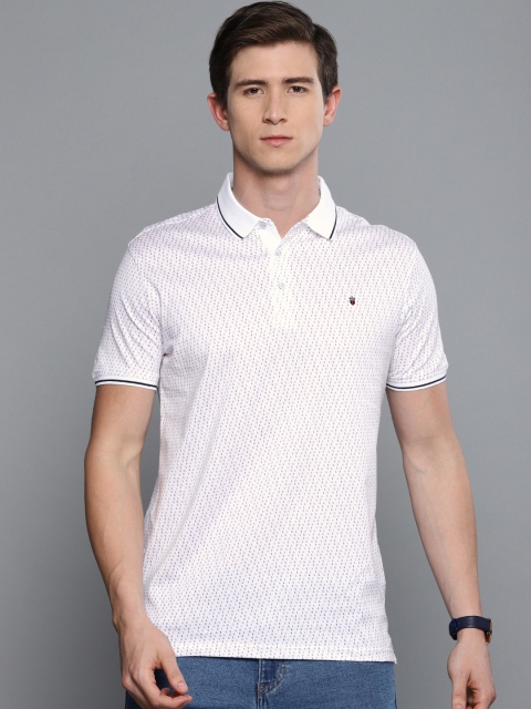 

Louis Philippe Sport Men White Slim Fit Printed Polo Collar T-shirt