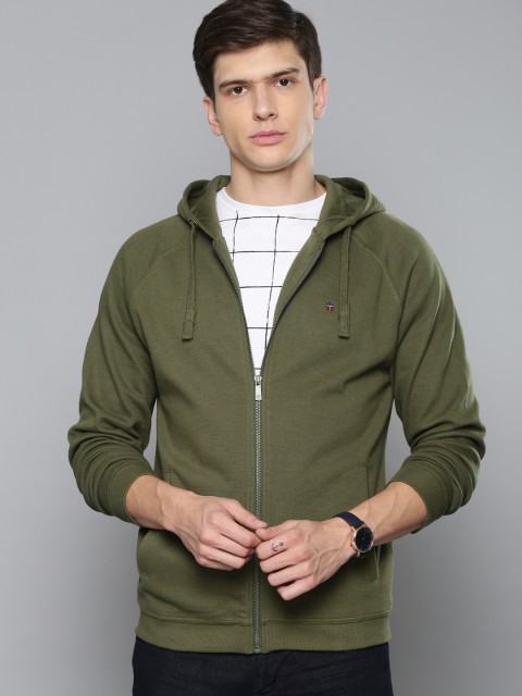 

Louis Philippe Jeans Men Green Solid Hooded Sweatshirt