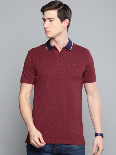 

Louis Philippe Sport Men Maroon Slim Fit Printed Polo Collar T-shirt