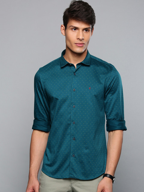 

Louis Philippe Sport Men Teal Blue Super Slim Fit Printed Casual Shirt