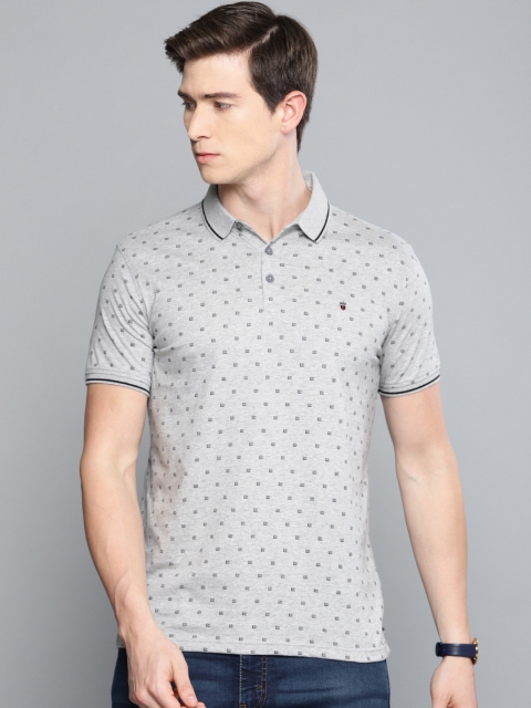 

Louis Philippe Sport Men Grey Slim Fit Printed Polo Collar T-shirt