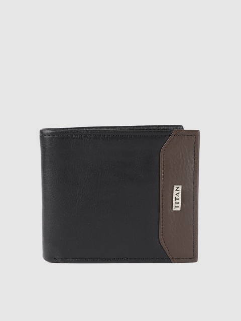 

Titan Men Black Solid Leather Two Fold Wallet