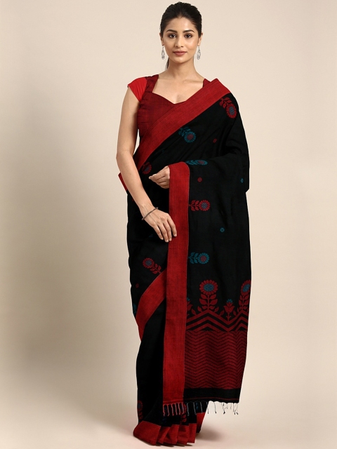 

Mitera Black & Maroon Woven Design Saree