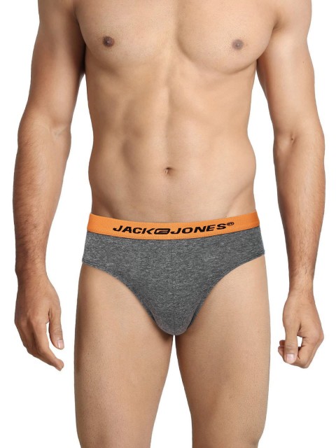 

Jack & Jones Men Charcoal Grey Briefs 1755571010