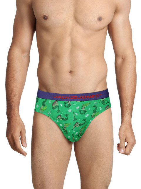 

Jack & Jones Men Green Printed Briefs 1755569005