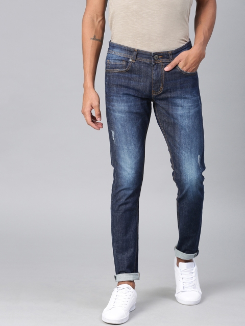 

American Crew Men Blue Slim Fit Mid-Rise Low Distress Stretchable Jeans