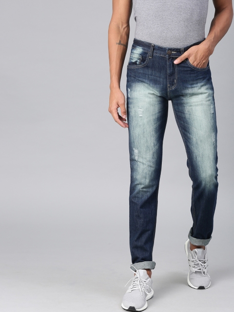

American Crew Men Blue Regular Fit Mid-Rise Mildly Distressed Jeans