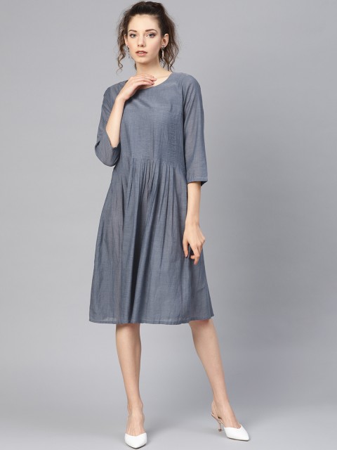 

PINKSKY Women Grey Solid A-Line Dress