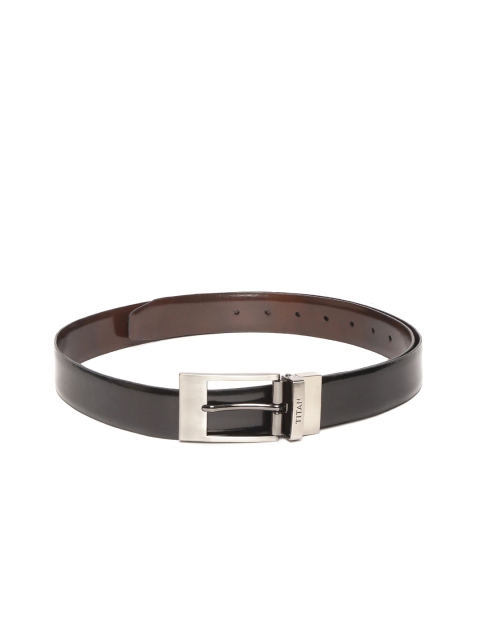 

Titan Men Black & Coffee Brown Solid Leather Reversible Belt