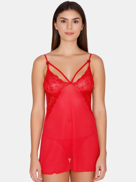 

Zivame Red & Red Solid Baby Doll ZI7096FASH00