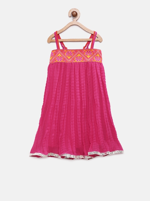 

Twisha Girls Solid Pink A-Line Dress