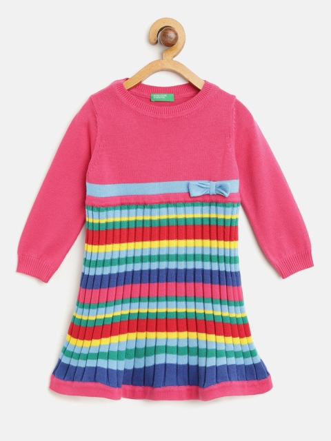 

United Colors of Benetton Girls Pink & Blue Candy Stripe Sweater Dress