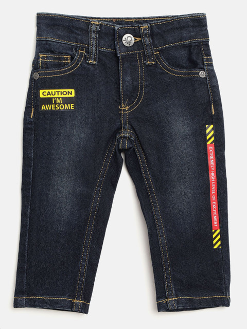

United Colors of Benetton Boys Navy Blue Slim Fit Mid-Rise Clean Look Stretchable Jeans