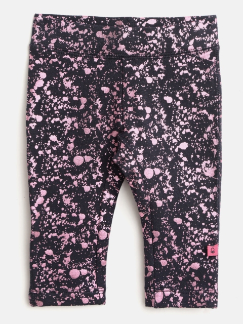 

United Colors of Benetton Girls Navy Blue & Pink Printed Leggings
