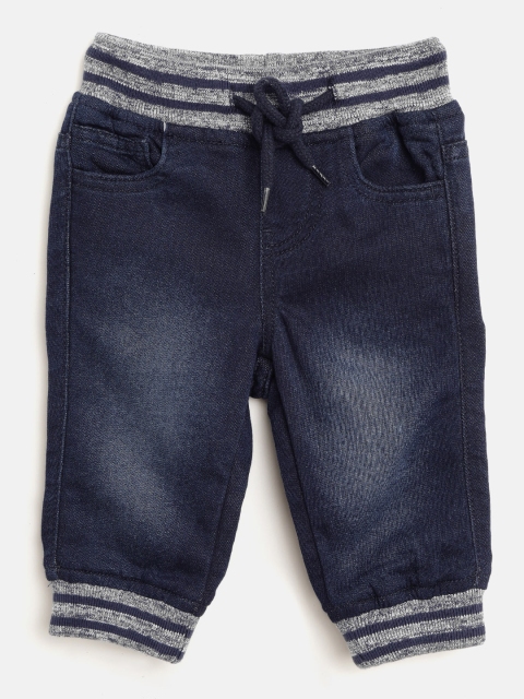 

United Colors of Benetton Boys Navy Blue Regular Fit Washed Chambray Joggers