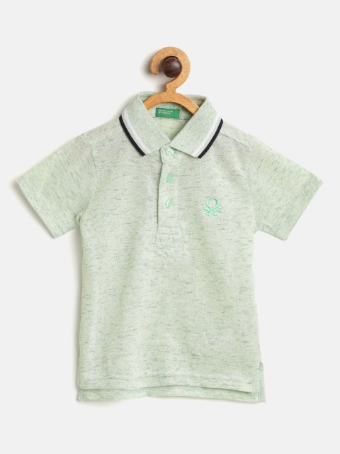 

United Colors of Benetton Boys Green Solid Polo Collar T-shirt