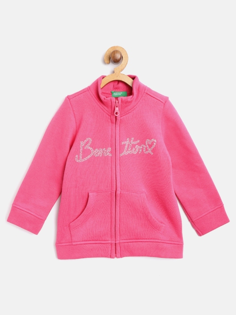 

United Colors of Benetton Girls Pink Solid Sweatshirt