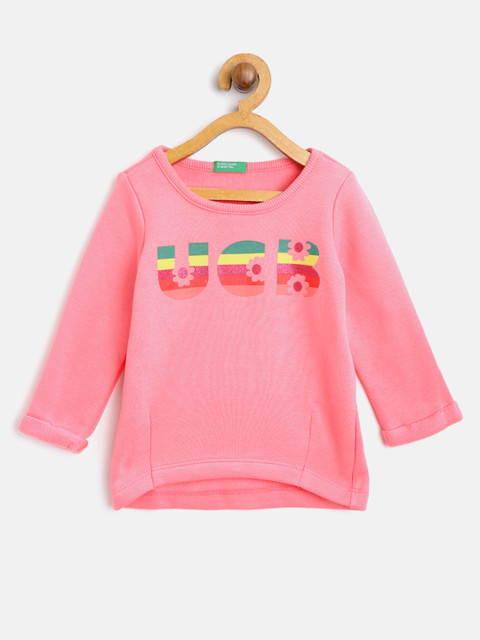

United Colors of Benetton Girls Pink Printed Detail Sweatshirt