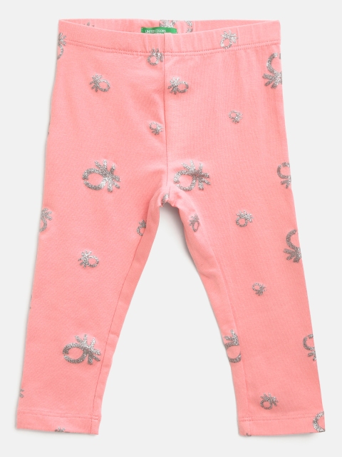 United Colors of Benetton Girls Pink & Silver Printed Leggings