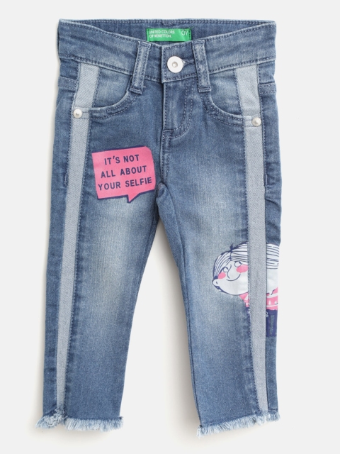 

United Colors of Benetton Girls Blue Washed Slim Fit Mid-Rise Clean Look Stretchable Jeans