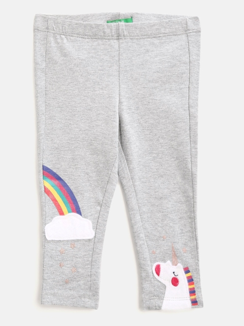 

United Colors of Benetton Girls Grey Melange Applique Detail Leggings