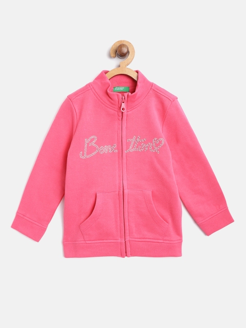 

United Colors of Benetton Girls Pink Solid Sweatshirt