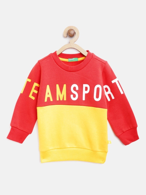 

United Colors of Benetton Boys Yellow & Red Colourblocked Sweatshirt