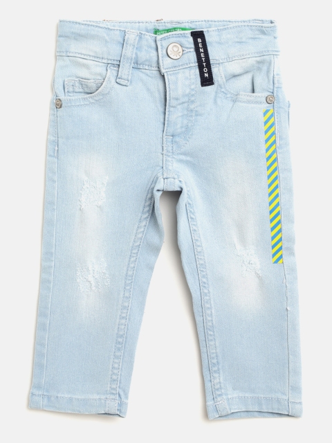 

United Colors of Benetton Boys Blue Slim Fit Mid-Rise Low Distress Stretchable Jeans