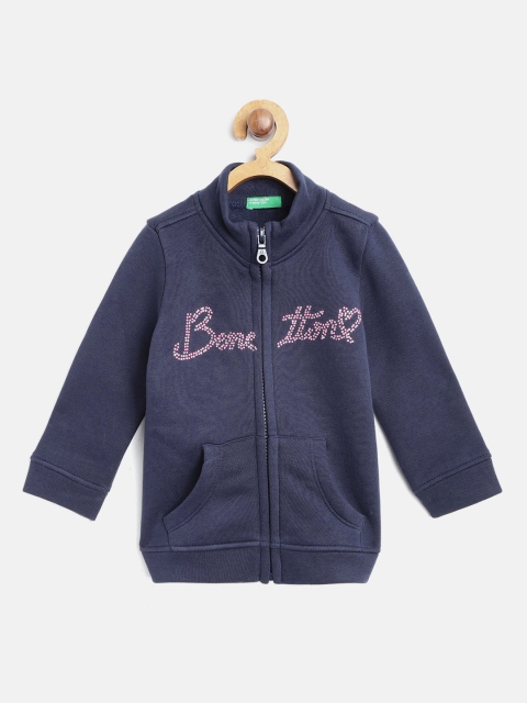 

United Colors of Benetton Girls Navy Solid Sweatshirt, Navy blue