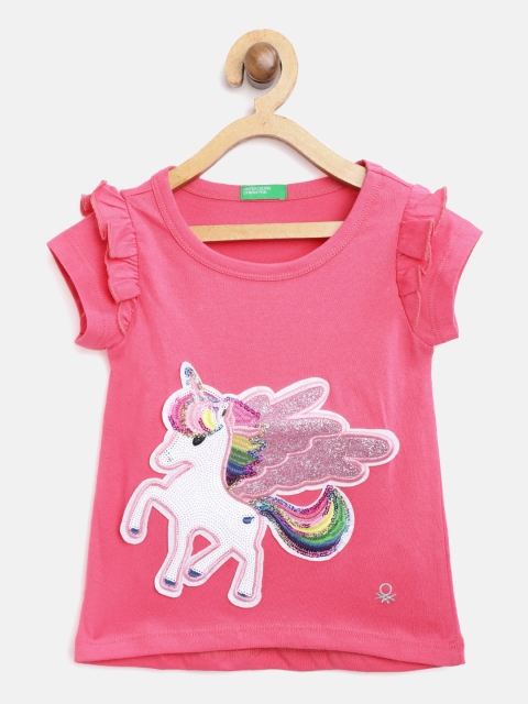 

United Colors of Benetton Girls Pink Applique Top