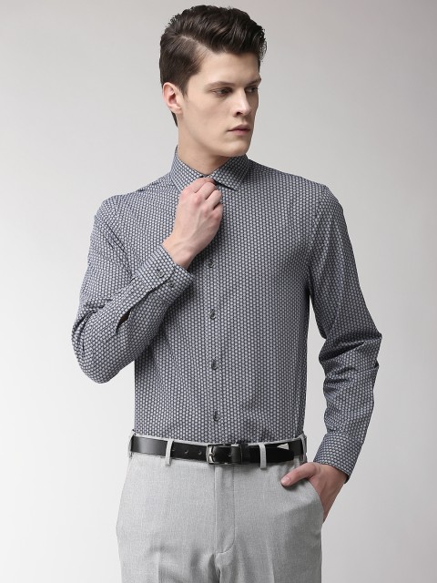 

Marks & Spencer Men Navy Blue & Off-White Skinny Fit Printed Formal Shirt