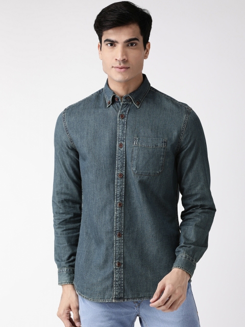 

Marks & Spencer Men Navy Blue Denim Regular Fit Solid Casual Shirt