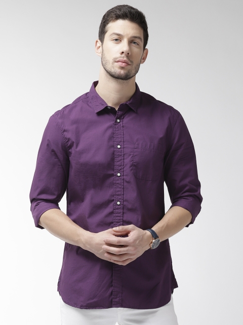 

Marks & Spencer Men Purple Slim Fit Solid Casual Shirt