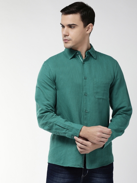 

Marks & Spencer Men Green Regular Fit Solid Casual Shirt