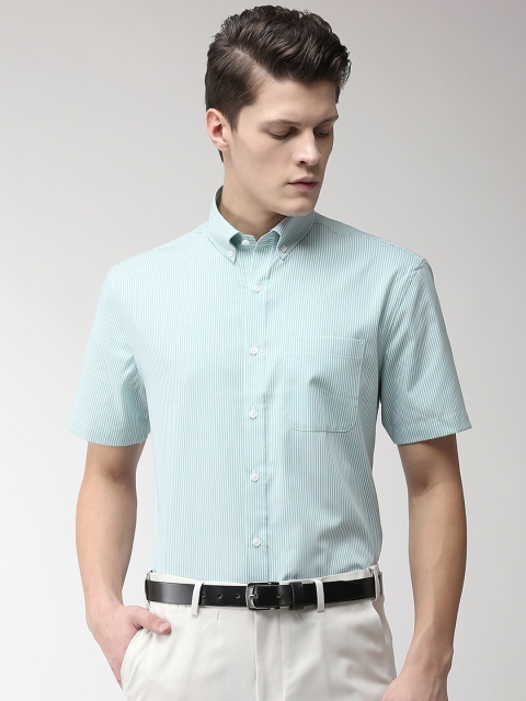 

Marks & Spencer Men Green & White Tailored Fit Striped Formal Shirt