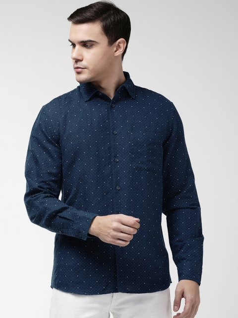 

Marks & Spencer Men Navy Blue & White Printed Casual Shirt