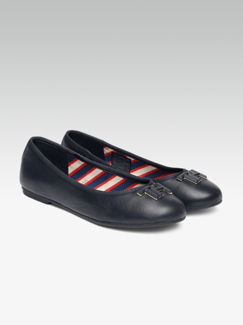 

Tommy Hilfiger Women Navy Blue Leather Ballerinas