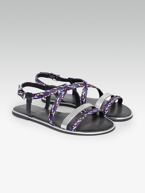 

Tommy Hilfiger Women Multicoloured Printed Open Toe Flats, Multi