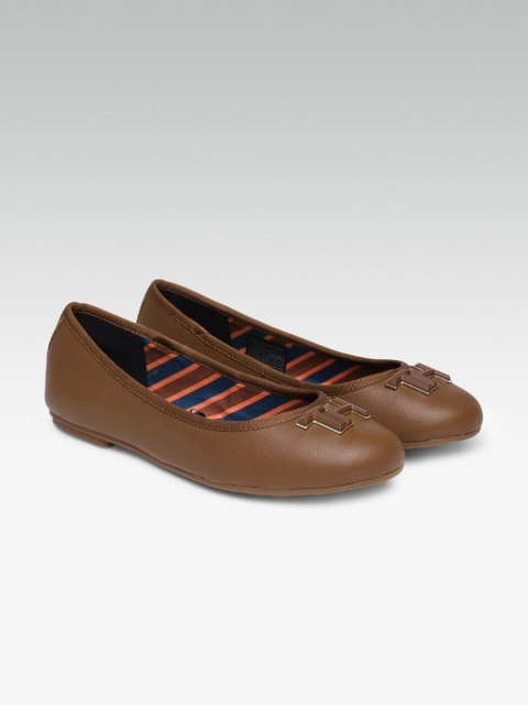 

Tommy Hilfiger Women Coffee Brown Solid Leather Ballerinas
