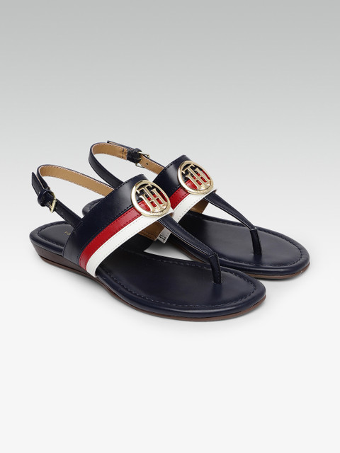 

Tommy Hilfiger Women Navy Blue & Red T-Strap Flats