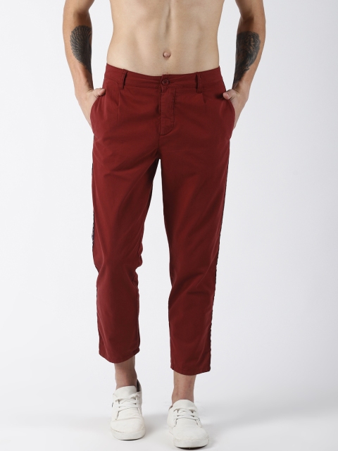 

Blue Saint Men Maroon Slim Fit Solid Regular Trousers
