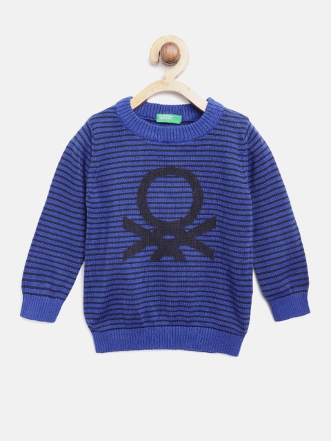 

United Colors of Benetton Boys Blue Striped Sweater