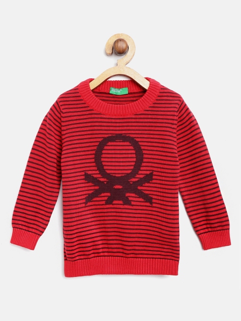 

United Colors of Benetton Boys Red & Burgundy Striped Sweater