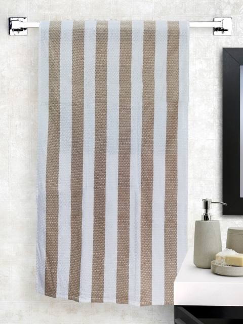 

Athom Trendz White & Brown Striped Cotton Bath Towel