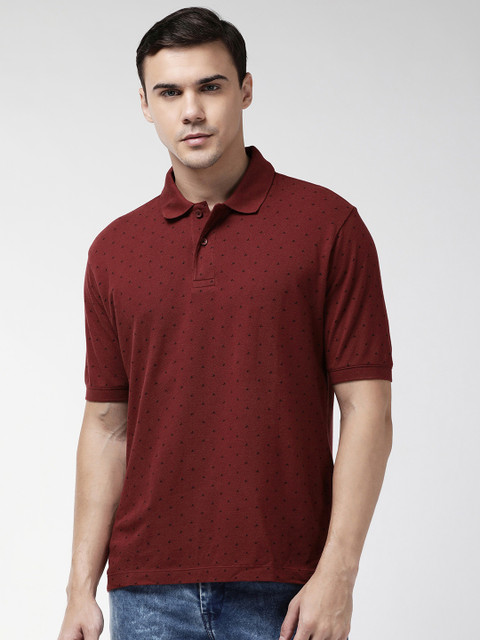 

Marks & Spencer Men Maroon Slim Fit Printed Polo Collar T-shirt